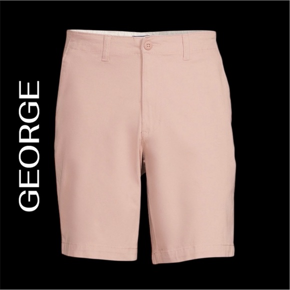 George Men's Soft Pink Flat Front Shorts Size Medium - Picture 1 of 14